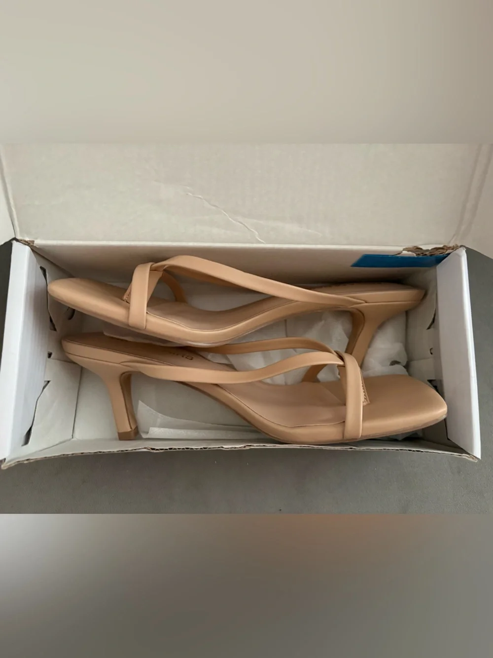 Dream Pairs Women’s Nude Strappy Kitten Heel Slides - US Size 6